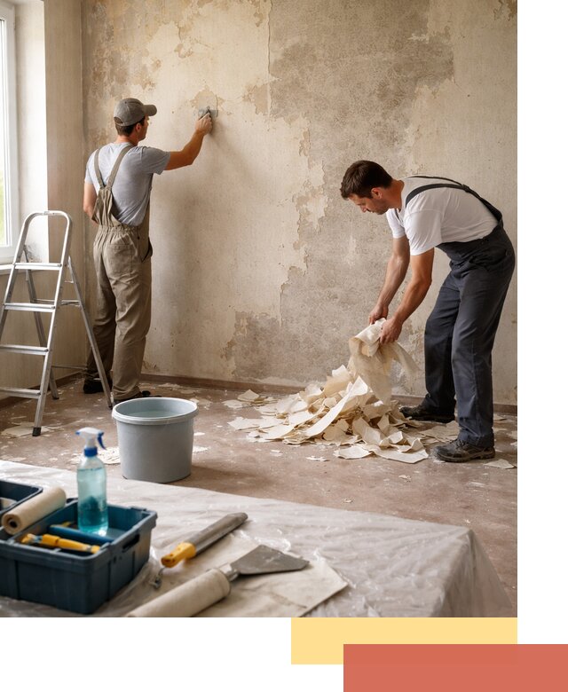 Снятие старых обоев в отрадном быстро и качественно