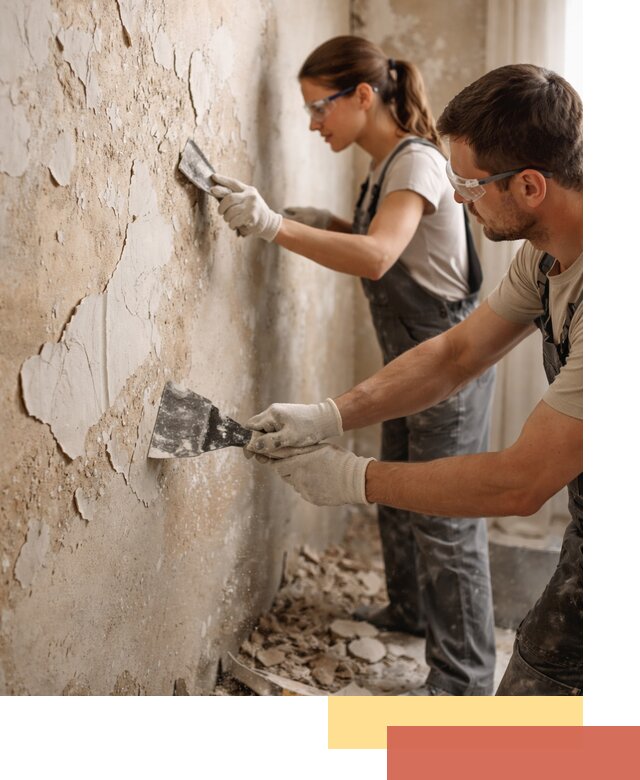Снятие старой шпаклевки и подготовка поверхностей в отрадном