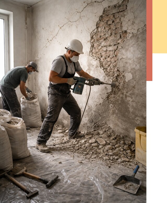 Демонтаж штукатурки со стен в отрадном от 7826 руб/м² — быстро и недорого | ОТДЕЛОЧНИК-Трд