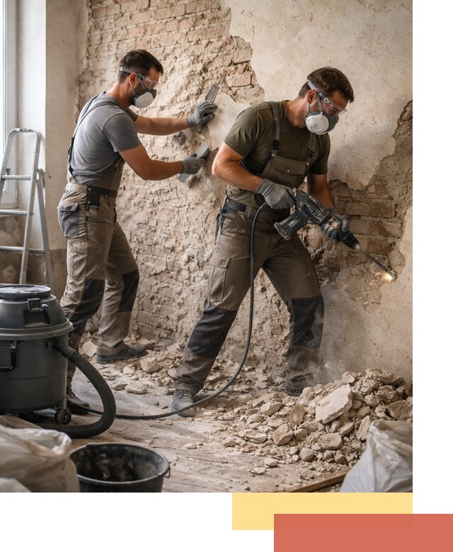 Демонтаж штукатурки со стен в отрадном быстро и аккуратно