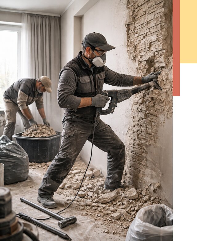 Демонтаж декоративного камня в отрадном от 1576 руб/м² — быстро и недорого | ОТДЕЛОЧНИК-Трд