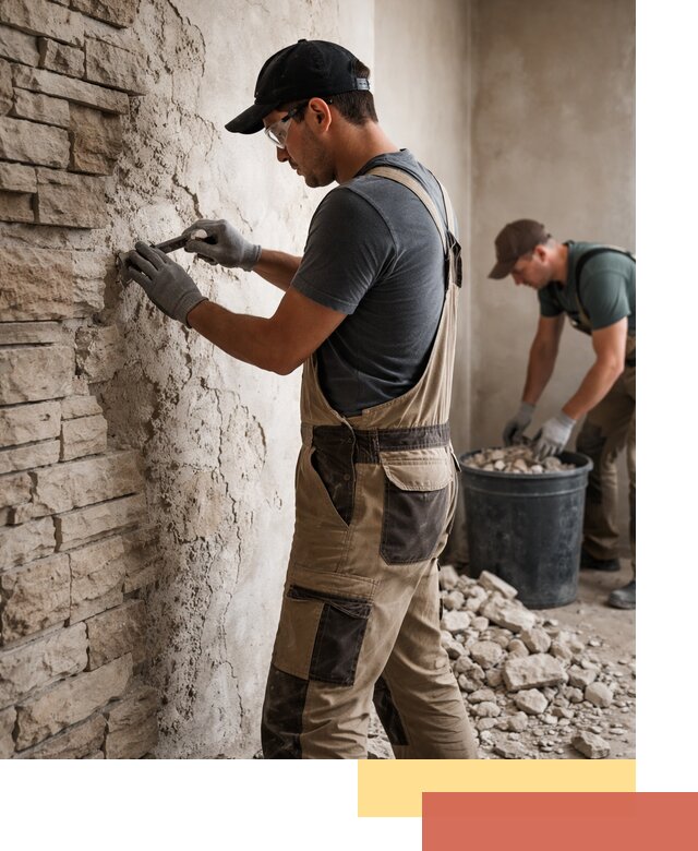 Демонтаж декоративного камня в отрадном профессионально и безопасно