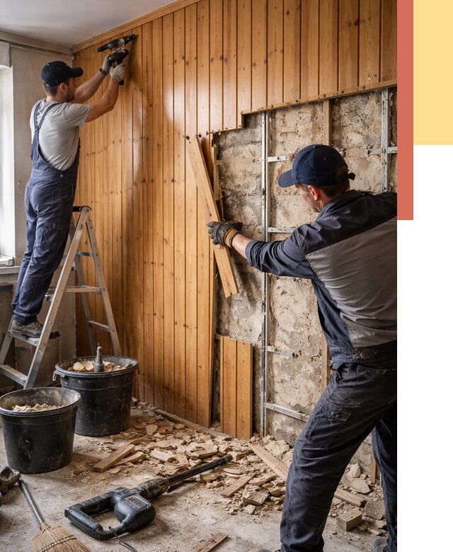 Демонтаж вагонки со стен в отрадном от 1576 руб. — снятие, удаление, срочно | ОТДЕЛОЧНИК-Трд