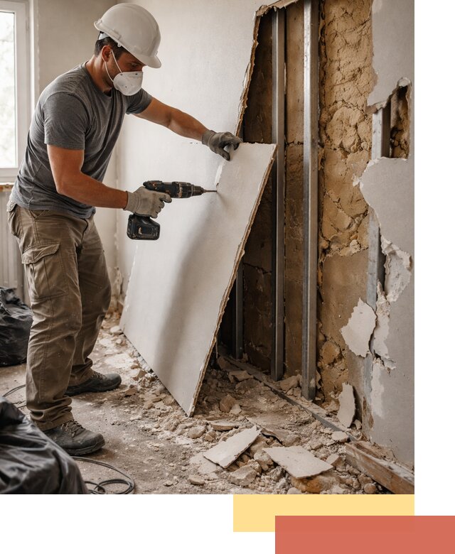 Демонтаж гипсокартона со стен в отрадном качественно и быстро