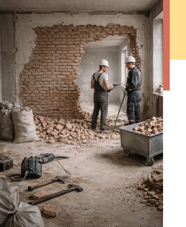 Демонтаж кирпичных стен в отрадном от 4565 руб. — быстро, недорого, под ключ | ОТДЕЛОЧНИК-Трд