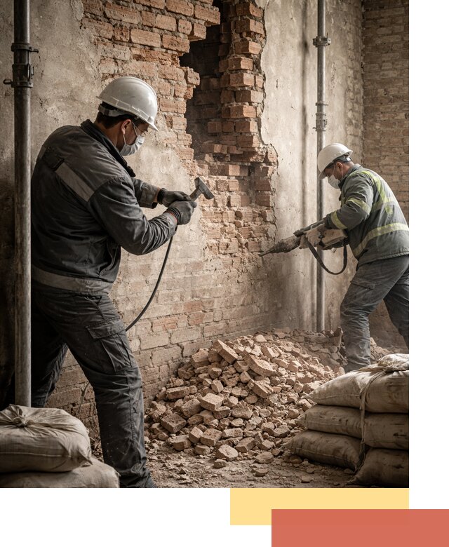 Демонтаж кирпичных стен в отрадном быстро и безопасно