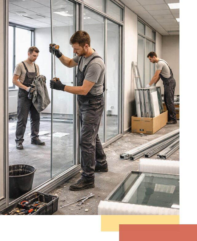 Демонтаж стеклянных перегородок в отрадном быстро и безопасно