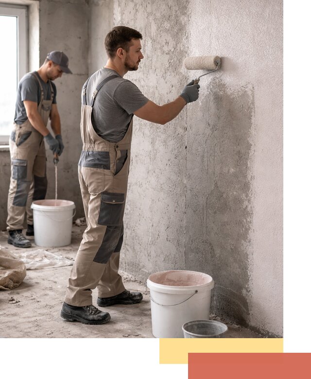 Нанесение бетоноконтакта на стены в отрадном для последующей отделки