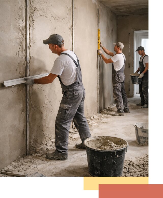 Штукатурка стен по маякам в отрадном — точная и ровная поверхность