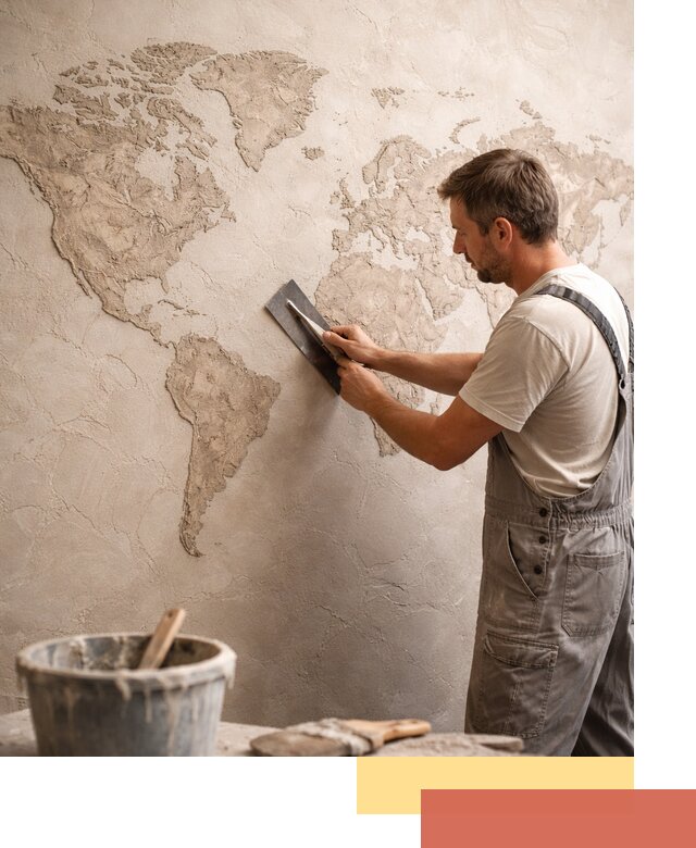 Декоративная штукатурка «Карта мира» под ключ в отрадном