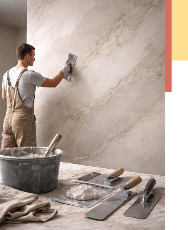 Декоративная штукатурка под мрамор в отрадном от 3044 руб./м² — быстро и недорого | ОТДЕЛОЧНИК-Трд