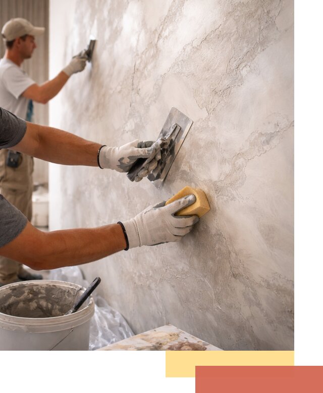 Декоративная штукатурка под мрамор в отрадном для стен и потолков