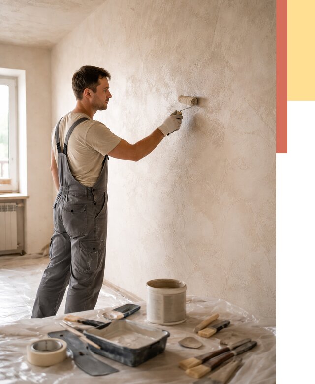 Нанесение лессирующей краски по декоративке в отрадном от 1902 руб. | ОТДЕЛОЧНИК-Трд