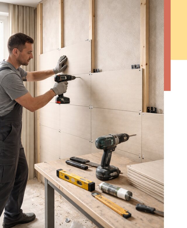 Монтаж МДФ панелей на стены в отрадном от 1359 руб. под ключ | ОТДЕЛОЧНИК-Трд