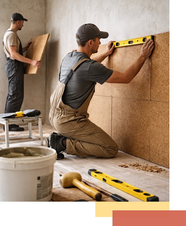 Монтаж пробковых панелей на стены в отрадном быстро и качественно