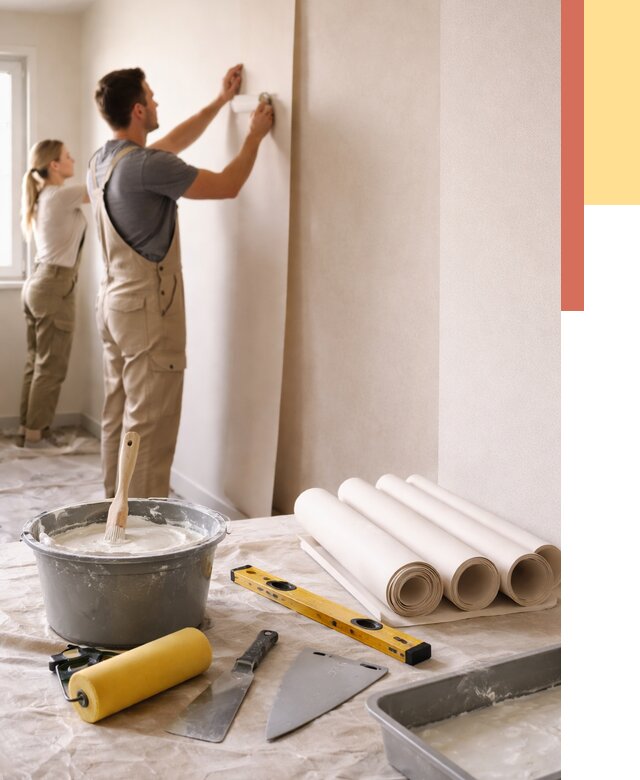 Поклейка бумажных обоев в отрадном от 5979 руб./м2 — быстро и недорого | ОТДЕЛОЧНИК-Трд