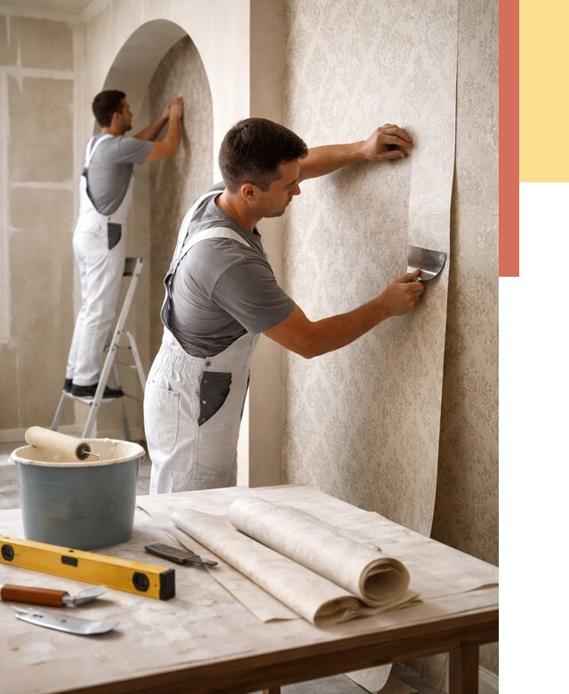 Поклейка обоев на сложные стены в отрадном от 3044 руб. под ключ | ОТДЕЛОЧНИК-Трд