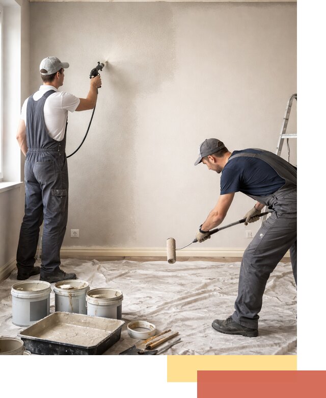 Покраска стен моющейся краской и защита поверхностей в отрадном