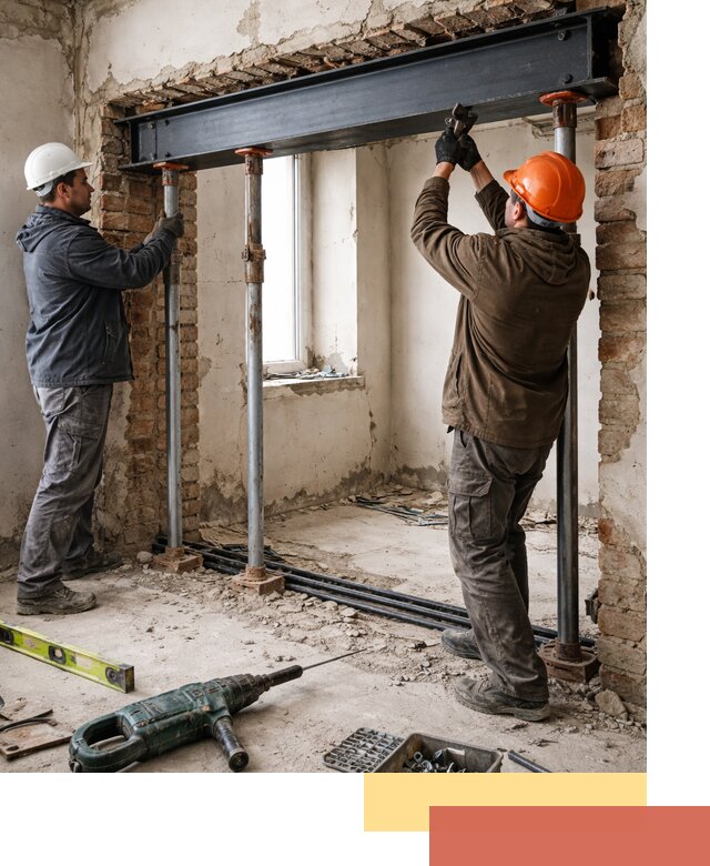 Усиление проема в стене в отрадном для расширения и безопасности