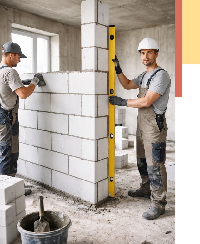 Кладка перегородок из пеноблока в отрадном от 1957 руб. под ключ | ОТДЕЛОЧНИК-Трд