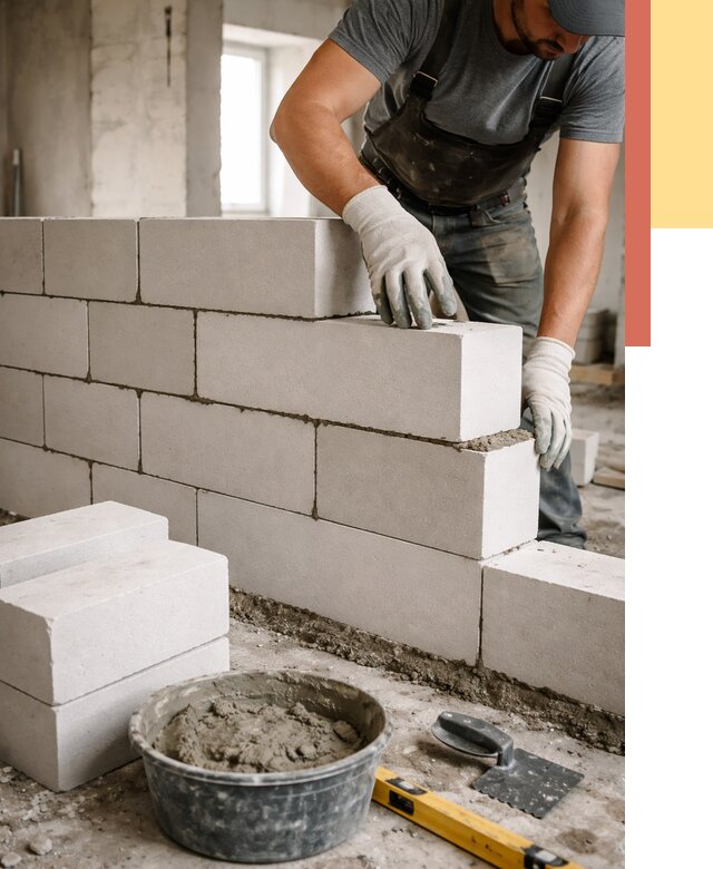 Кладка перегородок из силикатного блока в отрадном от 4348 руб. под ключ | ОТДЕЛОЧНИК-Трд