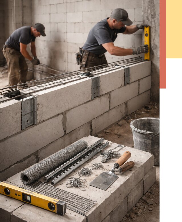 Армирование кладки перегородок в отрадном от 815 руб. под ключ | ОТДЕЛОЧНИК-Трд