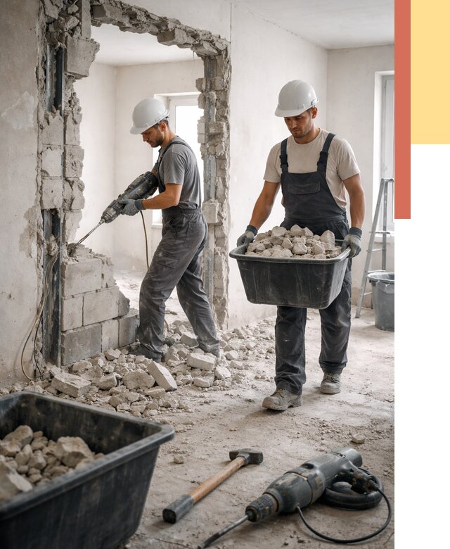 Демонтаж блоковых перегородок в отрадном от 4076 руб. — быстро и недорого | ОТДЕЛОЧНИК-Трд