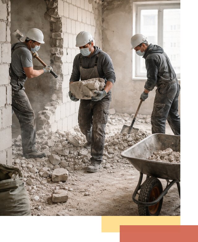 Демонтаж блочных перегородок в отрадном быстро и аккуратно