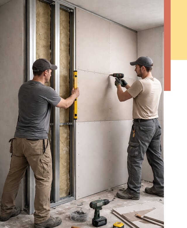 Монтаж двухслойной перегородки из гипсокартона в отрадном от 1576 руб. | ОТДЕЛОЧНИК-Трд