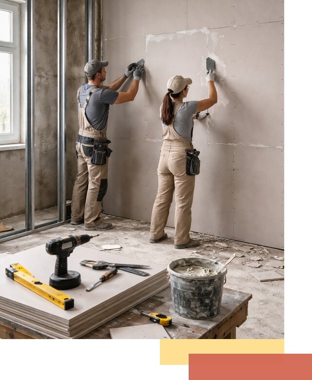 Монтаж двухслойной перегородки из гипсокартона в отрадном