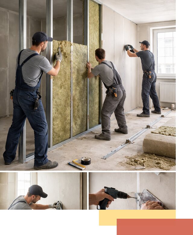 Перегородка из гипсокартона с шумоизоляцией в отрадном — монтаж под ключ