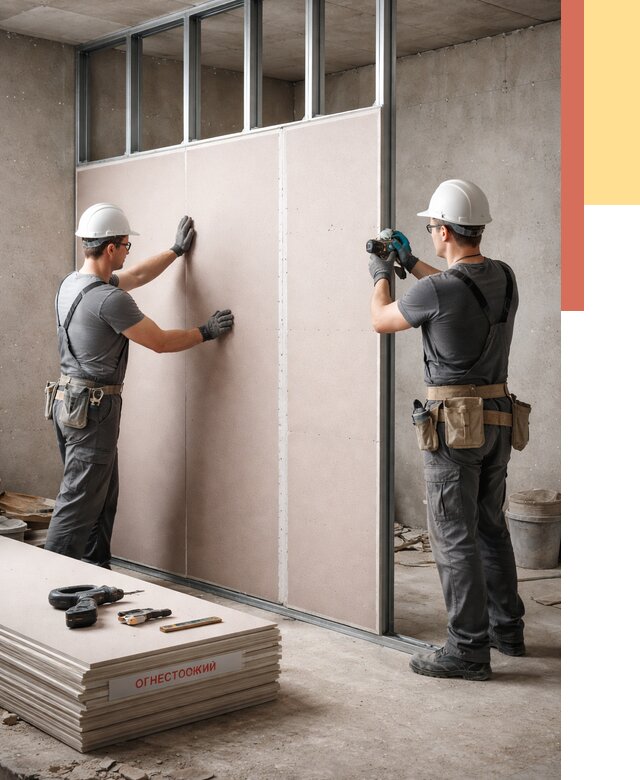 Перегородка из огнестойкого гипсокартона в отрадном от 2011 руб. под ключ | ОТДЕЛОЧНИК-Трд