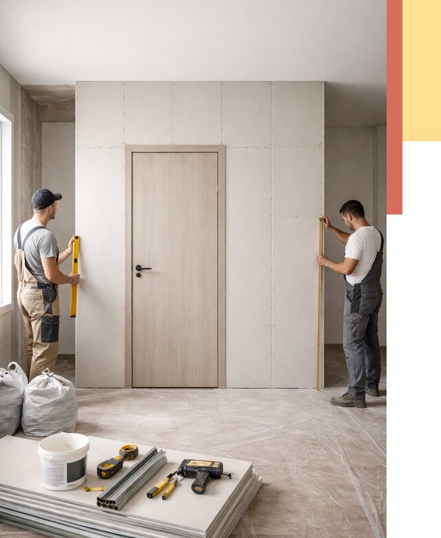 Перегородка из гипсокартона с дверью в отрадном от 4892 руб. под ключ | ОТДЕЛОЧНИК-Трд