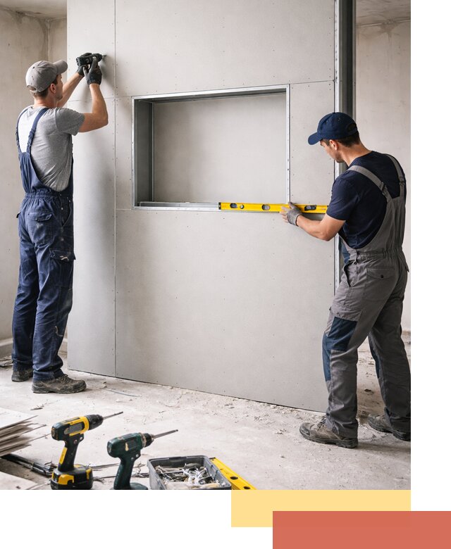 Перегородка из гипсокартона с нишей под декор в отрадном