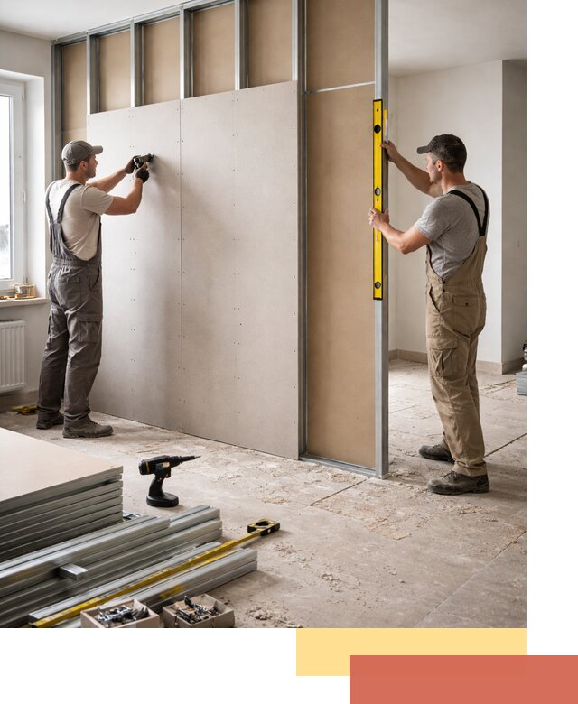 Зонирующая перегородка из гипсокартона под ключ в отрадном