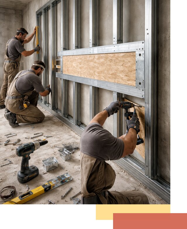 Усиленная перегородка для крепления тяжёлых конструкций в отрадном