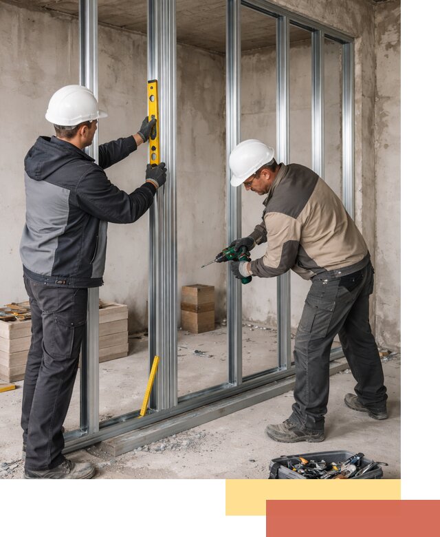 Монтаж каркаса перегородки из профиля в отрадном