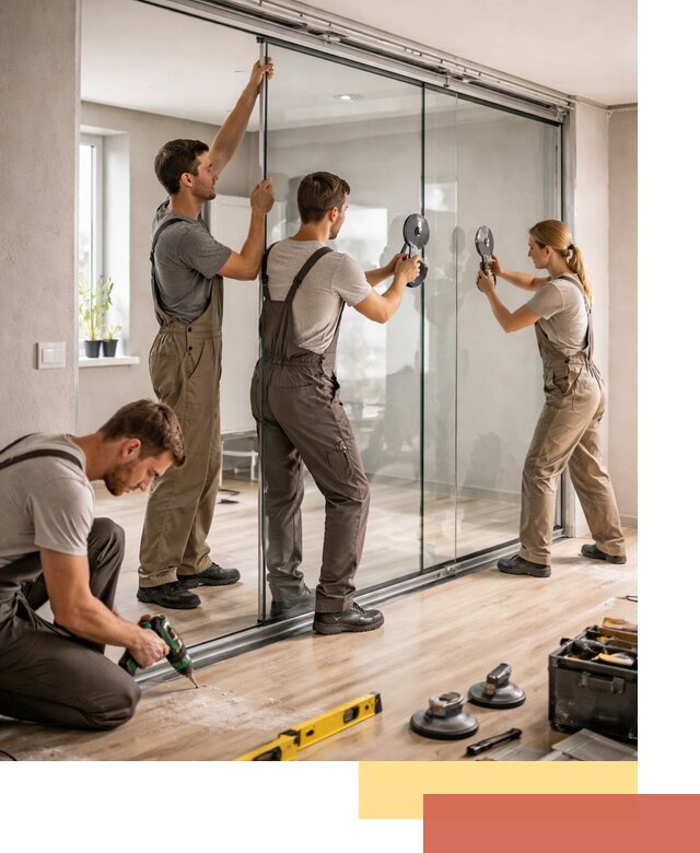 Изготовление стеклянных перегородок на заказ в отрадном