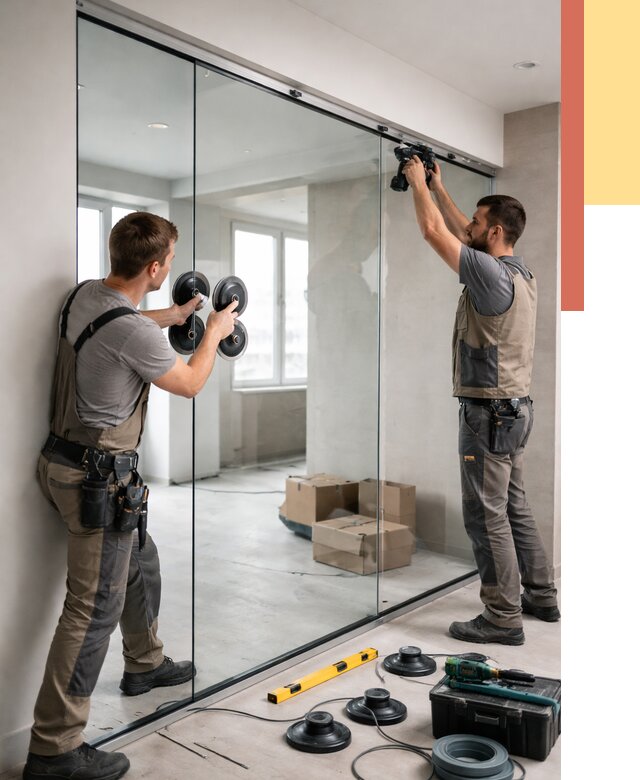 Монтаж стеклянных перегородок в отрадном от 7066 руб. | ОТДЕЛОЧНИК-Трд