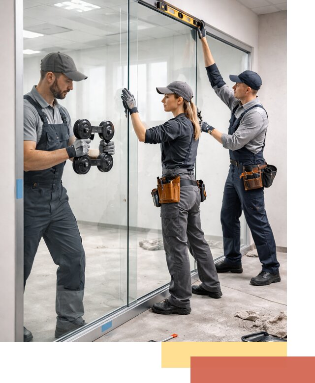 Профессиональный монтаж стеклянных перегородок в отрадном