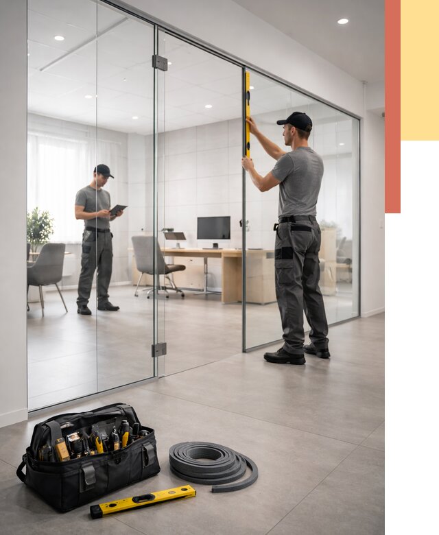 Цельностеклянные перегородки под ключ в отрадном от 10327 руб. — монтаж и цены | ОТДЕЛОЧНИК-Трд