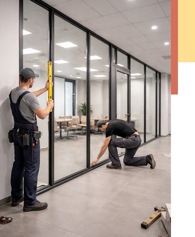 Каркасные стеклянные перегородки в отрадном под ключ от 10000 руб. | ОТДЕЛОЧНИК-Трд