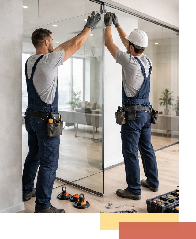 Безрамные стеклянные перегородки под ключ в отрадном