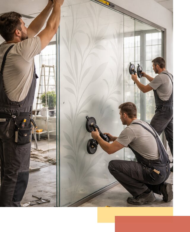 Стеклянные перегородки с рисунком на заказ в отрадном