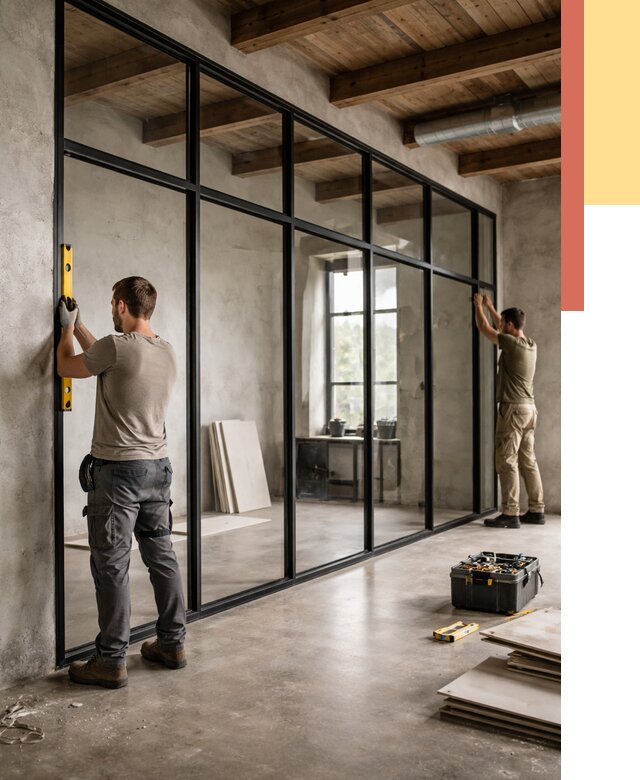 Стеклянные перегородки лофт в отрадном от 11414 руб. под ключ | ОТДЕЛОЧНИК-Трд