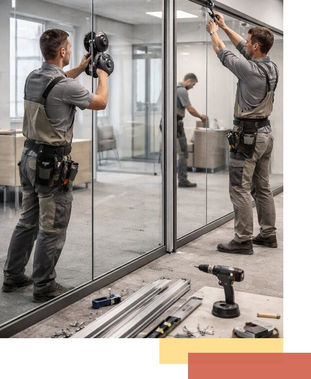 Стеклянные офисные перегородки под ключ в отрадном