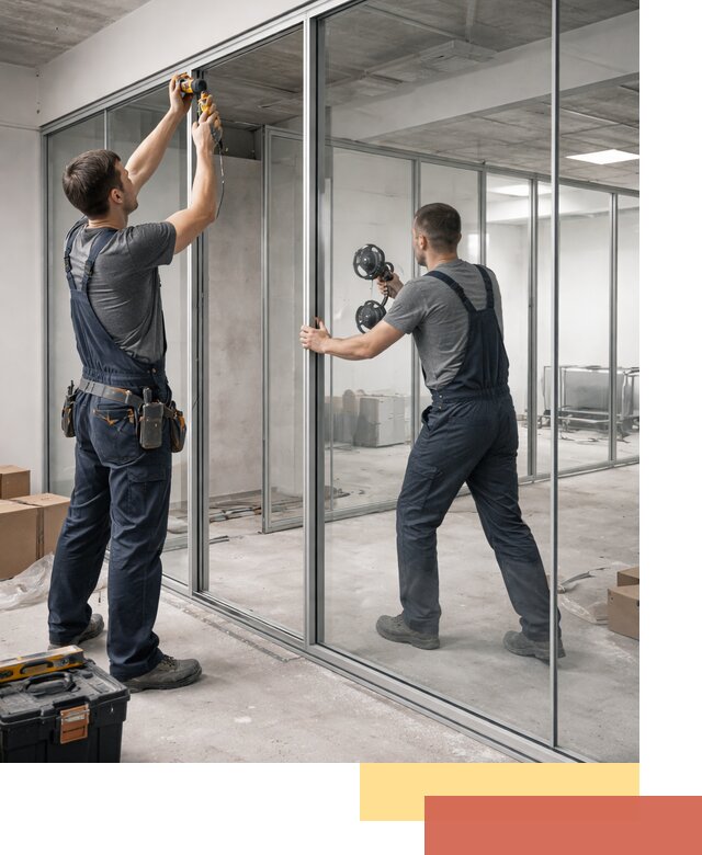 Алюминиевые перегородки со стеклом в отрадном — изготовление и монтаж