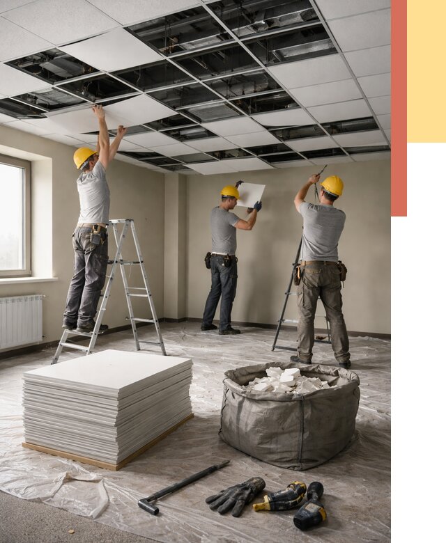 Демонтаж потолка Армстронг в отрадном от 4892 руб. быстро и недорого | ОТДЕЛОЧНИК-Трд