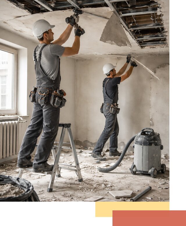 Демонтаж гипсокартонного потолка в отрадном быстро и аккуратно