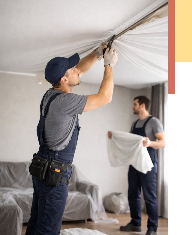 Демонтаж натяжного потолка в отрадном от 4892 руб. — снятие и разбор под ключ | ОТДЕЛОЧНИК-Трд